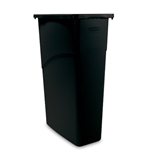 Rubbermaid® Slim Jim Waste Container w/ Venting Channels, Black, 23 gal - FG354060BLA