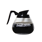 Wells Bloomfield® Glass Coffee Decanter w/ Russell Hendrix Logo, Black, 10-12 Cup - 4H-REG89192BL24