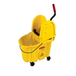 Rubbermaid® WaveBrake Mop Bucket w/ Downpress Wringer, Yellow, 35 qt - FG757788YEL