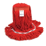 Globe Commercial Products® Synthetic Looped End Wet Mop, Narrow Band, Red, 20 oz (PK/4) - 5091R-NEW