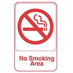 Vollrath® No Smoking Area Symbol Sign, White with Red, 9" x 6" - 5643