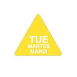 Ecolab® 3/4" Dissolvable Triangle Label, English/Spanish/French, Tuesday - 10130-02-31