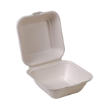 Eco-Packaging® Compostable Sugarcane Clamshell Container, White, 5" x 5" (500/CS) - EP-55B