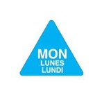 Ecolab® 3/4" Dissolvable Triangle Label, English/Spanish/French, Monday - 10130-01-31