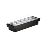 Tablecaft® Bar Condiment Holder, Black, 6 Compartments, 19.5" x 6" x 4.25" - 102