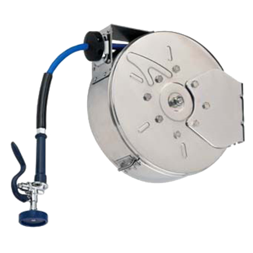 T&S® Hose Reel System, Enclosed, Stainless Steel, 3/8" x 30 ft Spray Wand - B-7122-C01
