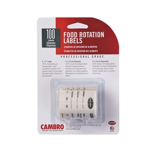 Cambro® Store Safe Food Rotation Label Retail Blister Pack, 2" x 3" Label 100 Labels/Roll (20/PK) - 23SL