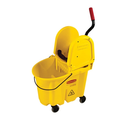 Rubbermaid® WaveBrake Mop Bucket w/ Downpress Wringer, Yellow, 35 qt - FG757788YEL