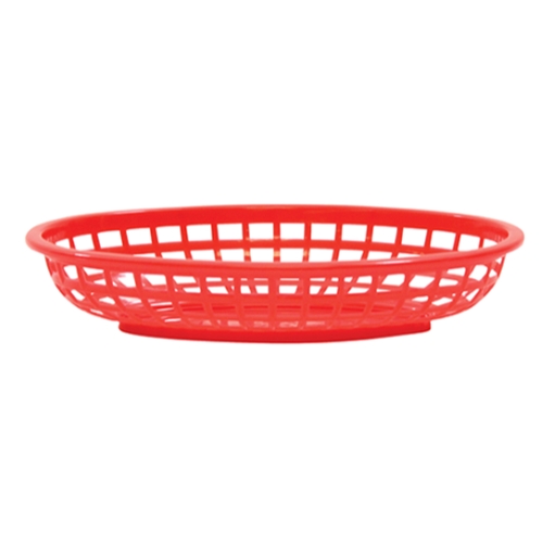 Tablecraft® Plastic Oval Basket, Red, 9.25" x 6" - 1074R