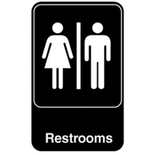 Vollrath® Restrooms Symbol Sign, Black/White, 9" x 6" - 5617