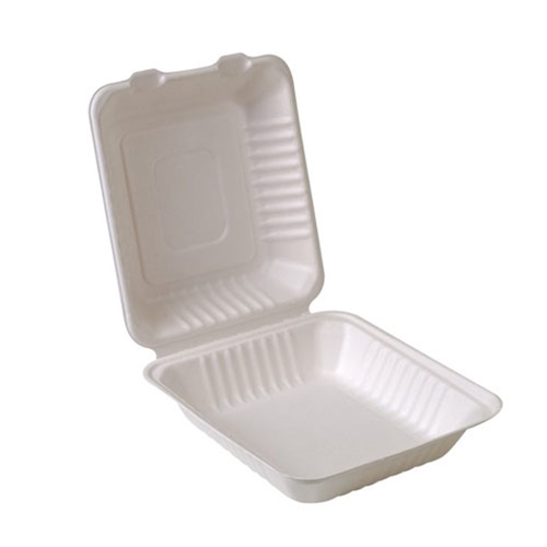 Eco-Packaging® Compostable Sugarcane Clamshell Container, White, 8" x 8" (200/CS) - EP-026BEco-Packaging® Compostable Sugarcane Clamshell Container, White, 8" x 8" (200/CS) - EP-026B