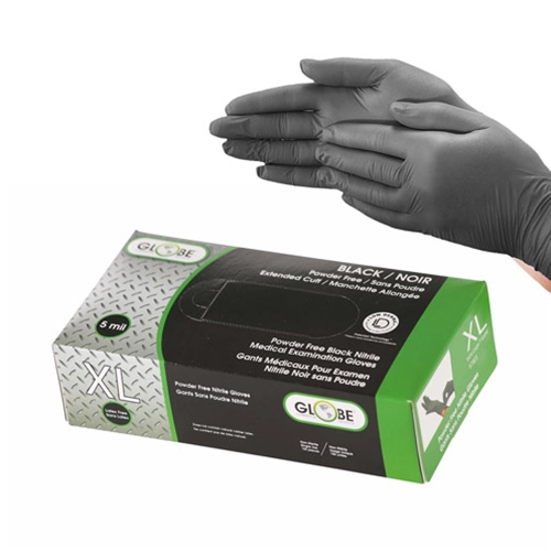 Globe Commercial Products® 5 Mil Powder-free Nitrile Gloves, Black, Extra Large (100/PK) - 7803Globe Commercial Products® 5 Mil Powder-free Nitrile Gloves, Black, Extra Large (100/PK) - 7803