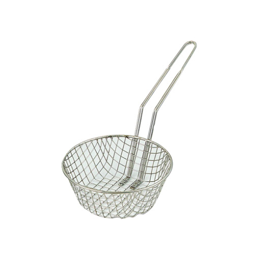 Browne® Medium Mesh Culinary Basket, Nickel Plated, 10" DIA X 3-3/8" H, 1/4" - 79744