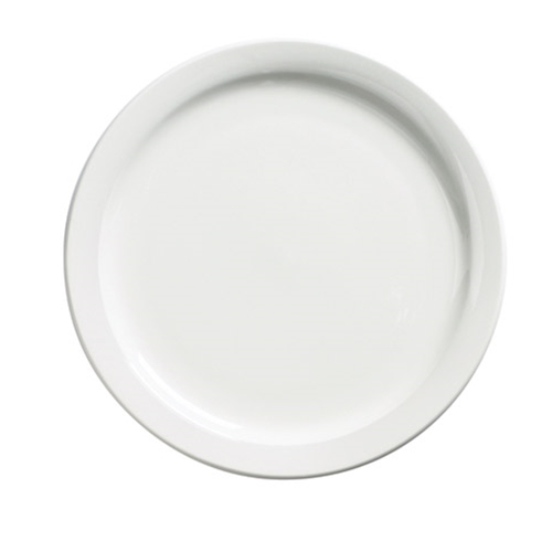 Browne® Palm Ceramic Dinner Plate, White, 9.5" (2DZ) - 563965
