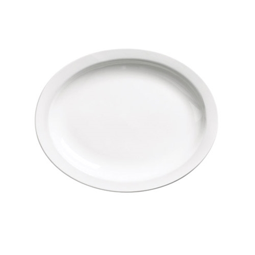 Browne® Palm Ceramic Oval Platter, White, 9.75" (2DZ) - 563967