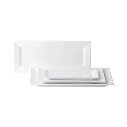 Tableware® Anton Black Rectangular Plate, White, 14.25" x 8.25" (6/CS) - ABZ03032
