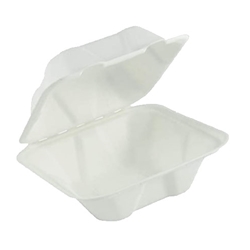Eco Guardian® Compostable Takeout Clamshell Container w/ Lid, 6" x 6" x 3" (500/CS) - EG-N-C003