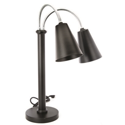 Eastern Tabletop® Sphere Colletion™ S/s Double Heat Lamp w/ Conical Shades, Black, 250W - 9642MB