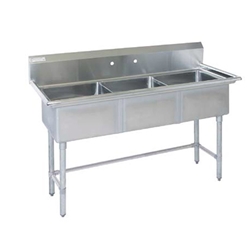 Tarrison® Stainless Steel Corner Drain Triple Pot Sink No Drainboard - TA-CDS3-18