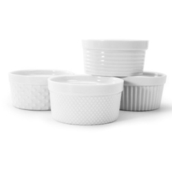 BIA Porcelain® Textured Ramekins, White, 5 oz (4/EA) - 904925GWH