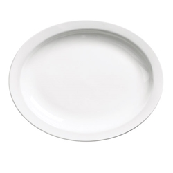 Browne® Palm Ceramic Oval Platter, White, 13" - 563969