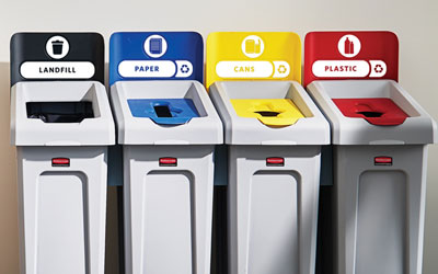 Colour-coded recycling containers