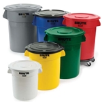 Rubbermaid® Brute Round Container, Yellow, 32 gal - FG263200YEL