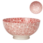 Torre & Tagus® Kiri Porcelain Bowl, Red w/ Red Trim, 8" (3/CS) - 910550C