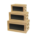 Tablecraft® Rustic Risers™ Nesting Display Crate Set w/ Chalkboard, Set of 3, Natural Wood - RCBCRATE1