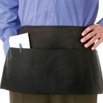 Chef Revival® 3-Pocket Polyester Waist Apron, Black, 24" x 12" - 605PS-BK