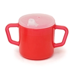 BIOS® Two-Handled Mug w/ Lid, Red, 8 oz - LF737