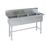 Tarrison® Stainless Steel Corner Drain Triple Pot Sink No Drainboard - TA-CDS3-18