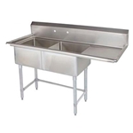 Tarrison® Stainless Steel Corner Drain Double Pot Sink Right Drainboard - TA-CDS2-18R