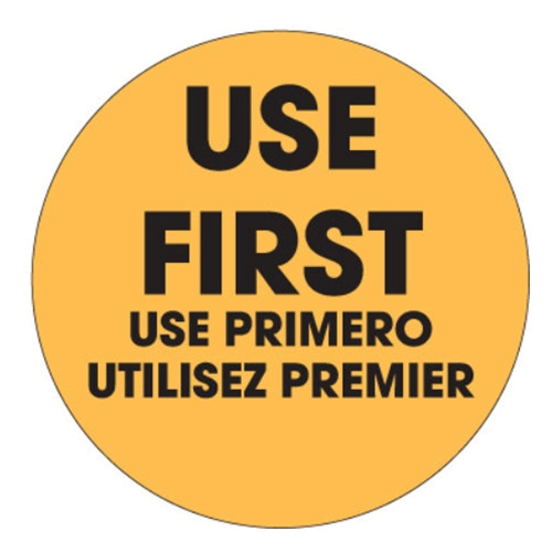 Ecolab® SupeRemovable 'Use First' Sticker, English/Spanish/French, 2" - 10606-01-31Ecolab® SupeRemovable 'Use First' Sticker, English/Spanish/French, 2" - 10606-01-31
