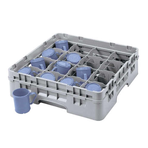 Cambro® Camrack® Glass Rack, Soft Gray, 16-Compartment, 5.25"D - 16S434151