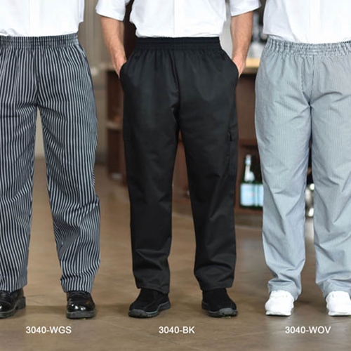 Premium Uniforms® Poly/Cotton Baggy Chef Pants, Black, XXL - 3040(BLK-2XL)