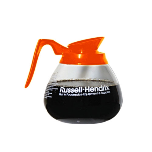 Wells Bloomfield® Glass Coffee Decanter w/ Russell Hendrix Logo, Orange, 10-12 Cup - 4H-DCF891192O24