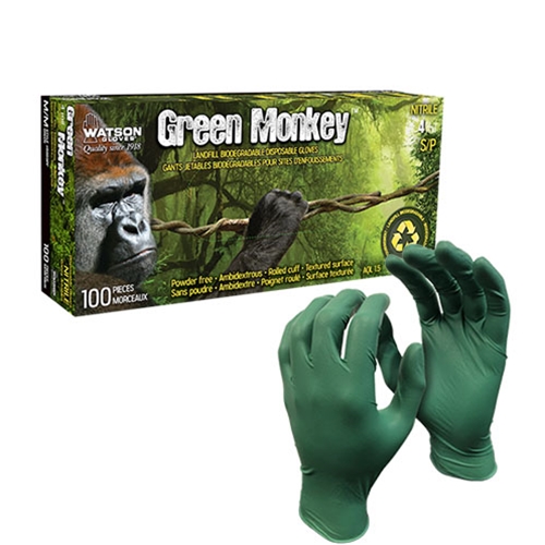Watson Gloves® Green Monkey™ Biodegradable Nitrile Glove, Green, Medium - 5559PF(M)