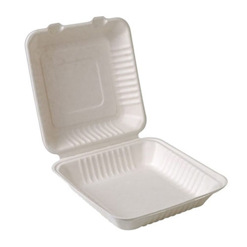 Eco-Packaging® Compostable Sugarcane Clamshell Container, White, 9" x 9" (200/CS) - EP-025B