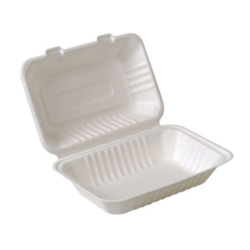 Eco-Packaging® Compostable Sugarcane Clamshell Container, White, 9" x 6" (200/CS) - EP-A818