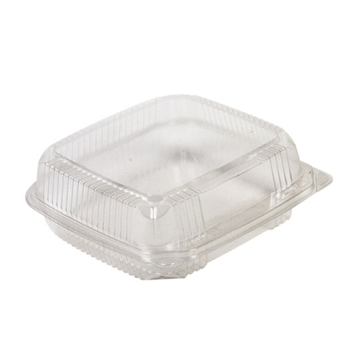 Eco-Packaging® Hinged Clamshell Deli Container, Clear, 8" x 8" (200/CS) - EP-KHC881
