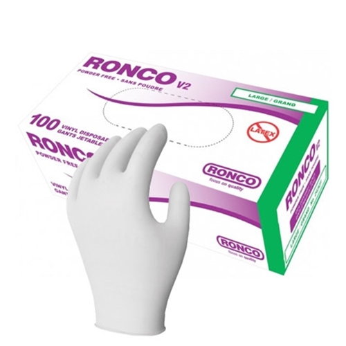 Ronco® V2™ 4Mil Disposable Vinyl Gloves, Small (100/PK) - 223CF