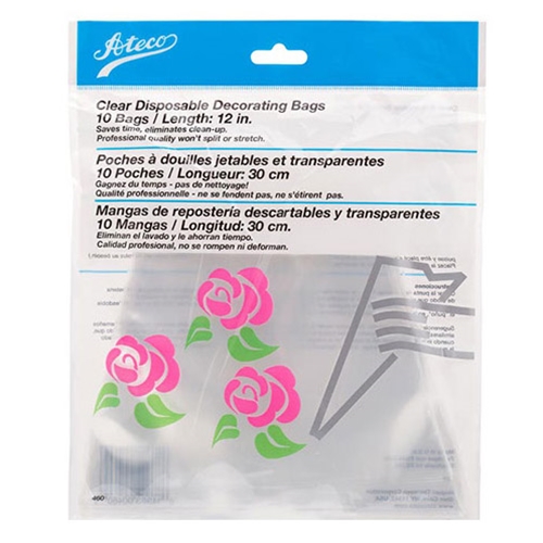 Ateco® Disposable Decorating / Pastry Bag, Clear, 18" (10 Bags) - 468