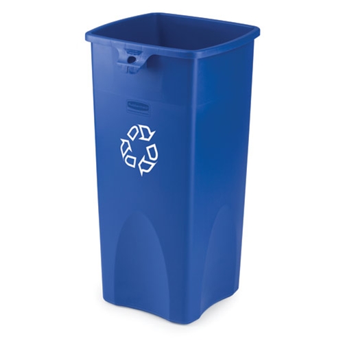Rubbermaid® Untouchable Square Recycling Container, 23 Gal, Blue - FG356973BLUE