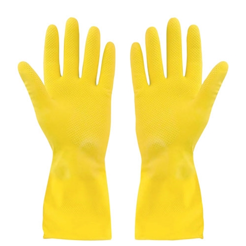 Globe Commercial® Flocklined Rubber Gloves, Yellow, Small (1PR) - 7769