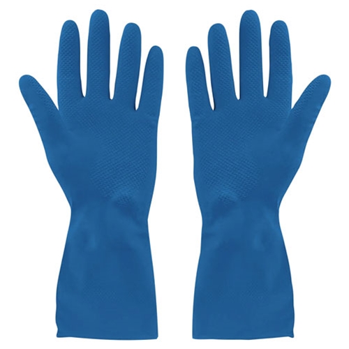 Globe Commercial® Silverlined Rubber Gloves, Blue, Medium (1PR) - 7775