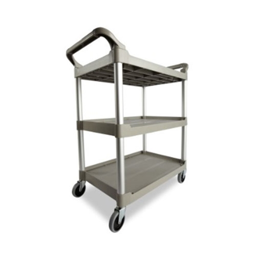 Rubbermaid® 3 Shelf Utility Cart, Silver, 200lb  - FG342488PLATChariot utilitaire gris platine