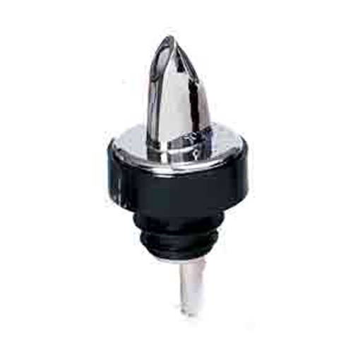 Spill Stop® Plastic Pourer w/ Black Collar, Chrome - 371-00Spill Stop® Plastic Pourer w/ Black Collar, Chrome - 371-00