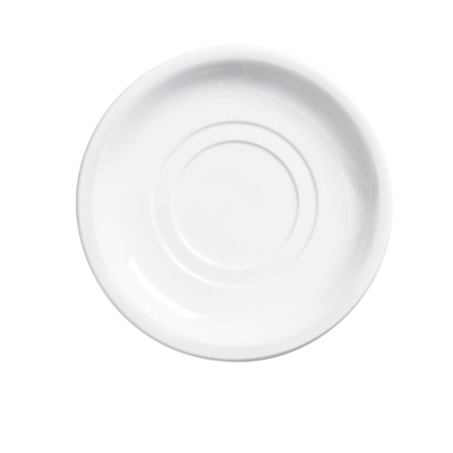 Browne® Palm Ceramic Double Well Saucer, White, 5.5" (3DZ) - 563972