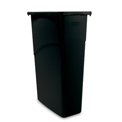 Rubbermaid® Slim Jim Waste Container w/ Venting Channels, Black, 23 gal - FG354060BLA